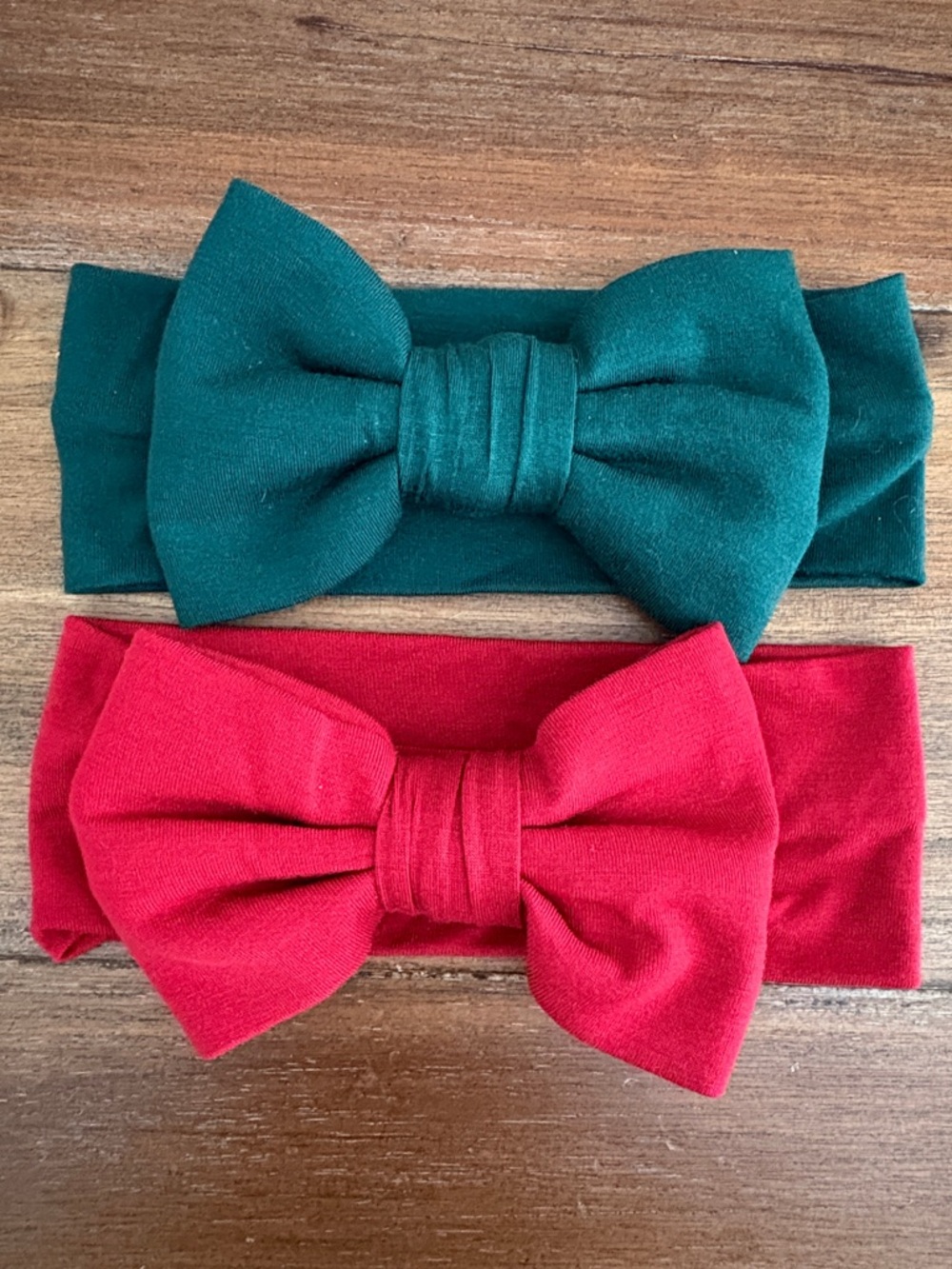 Little Sleepies Luxe Bow Headband Set of 2, Red and Green